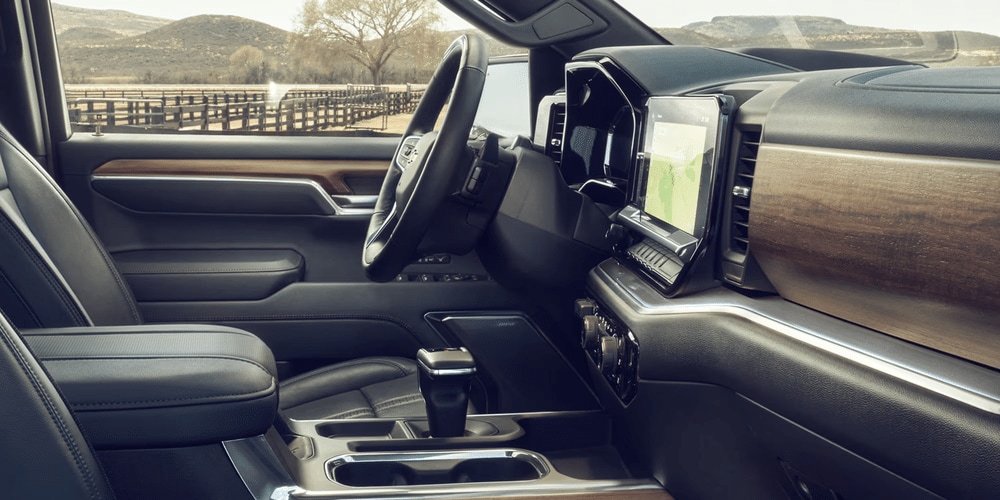Interior of the 2026 Chevrolet Silverado 1500 showing the dashboard.