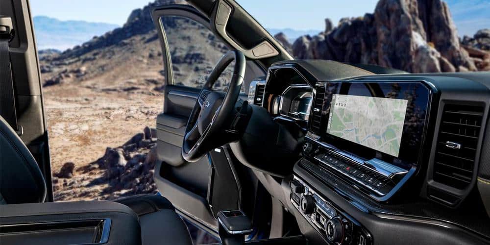 Spacious and modern interior of the 2025 Chevrolet Silverado.