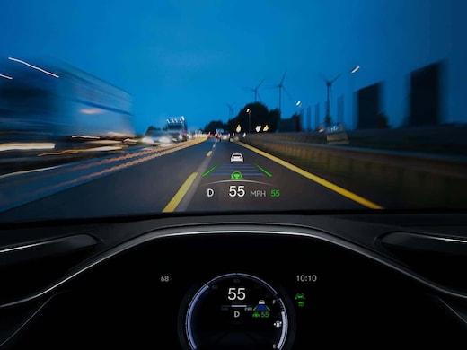 EV dashboard at night