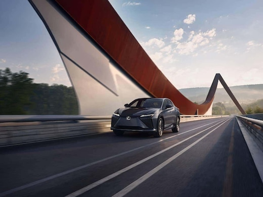 EV driving across bridge