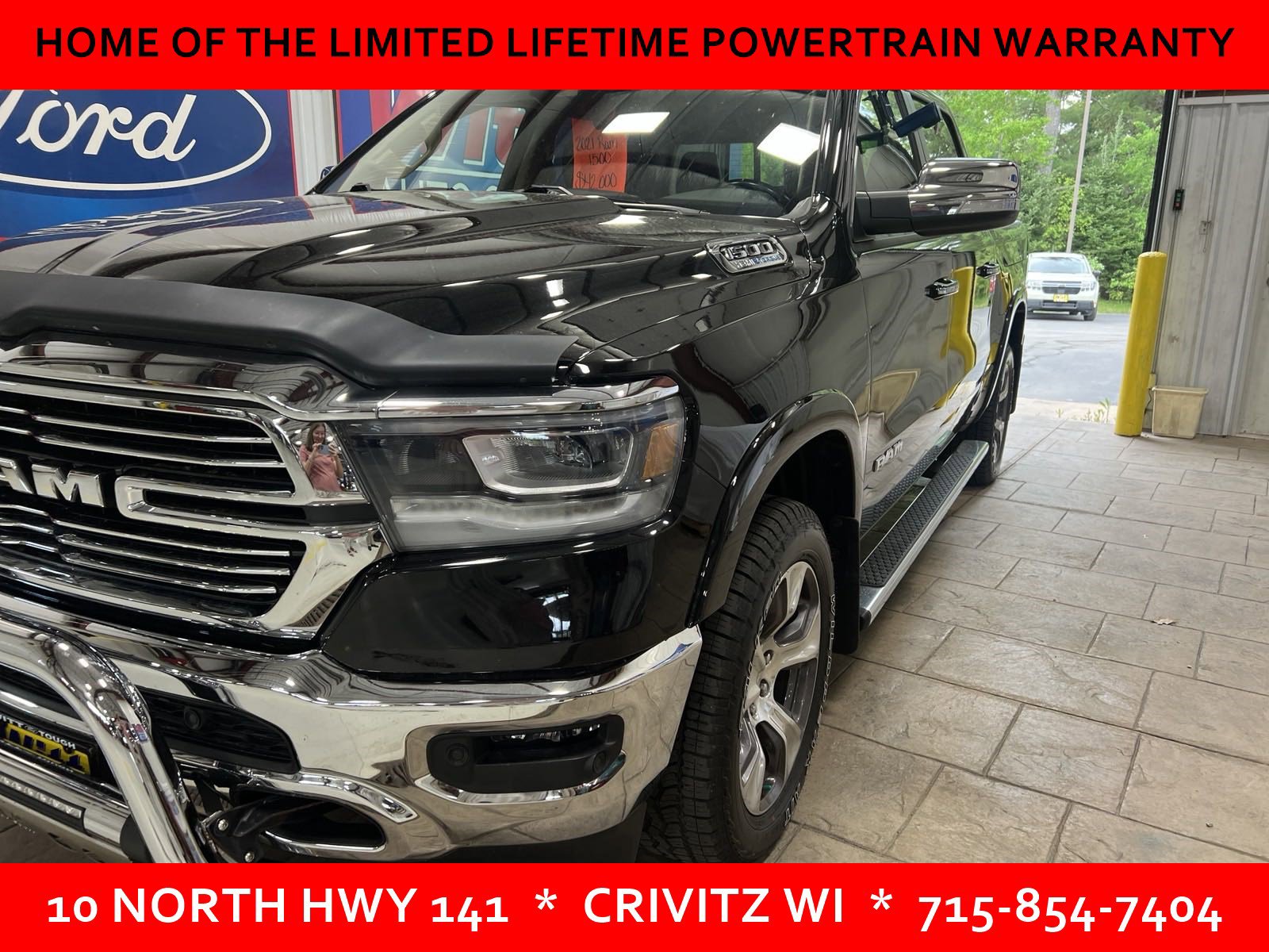 Used 2021 RAM Ram 1500 Pickup Laramie with VIN 1C6SRFJT0MN805801 for sale in Crivitz, WI