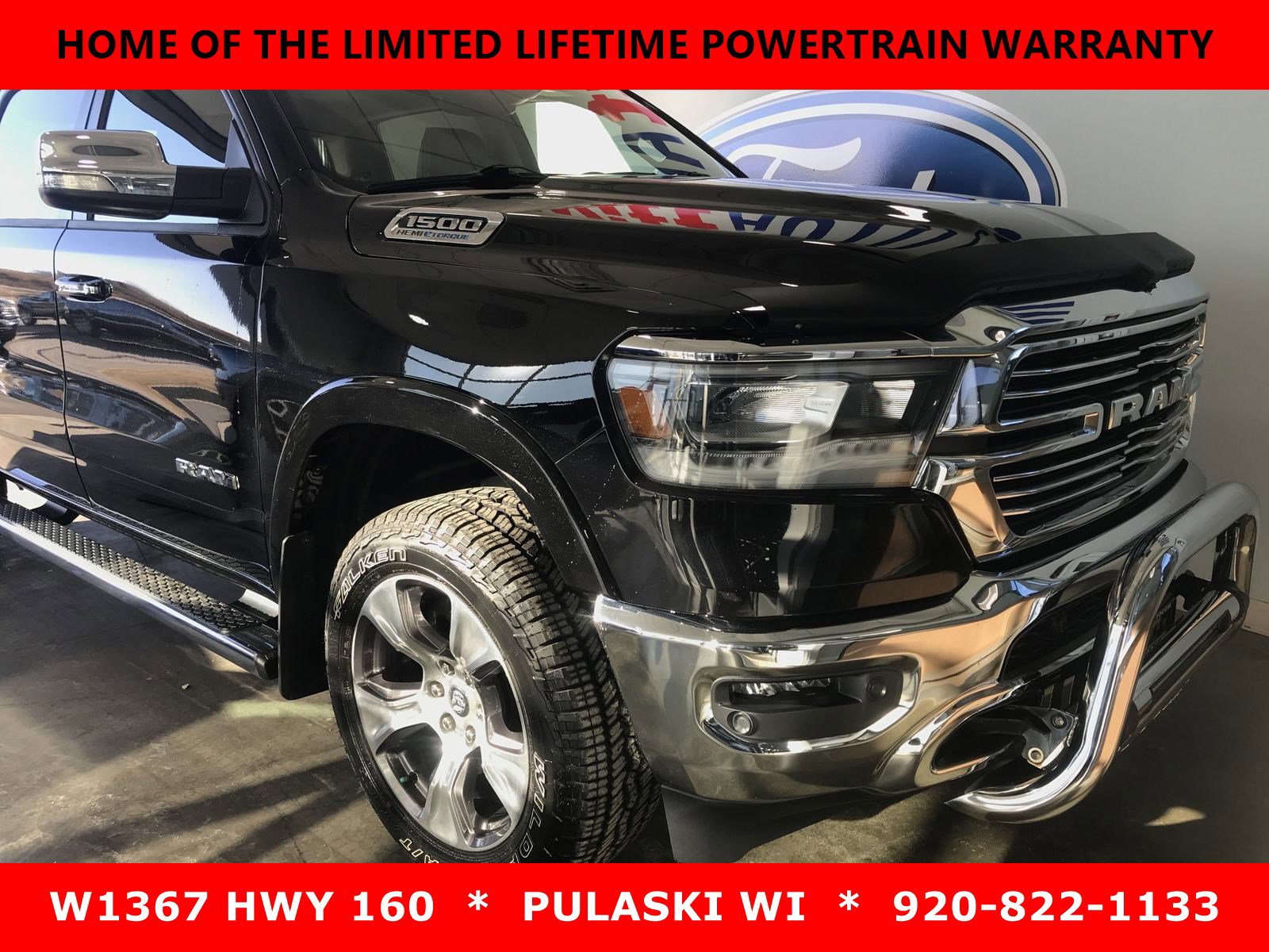 Used 2021 RAM Ram 1500 Pickup Laramie with VIN 1C6SRFJT0MN805801 for sale in Pulaski, WI