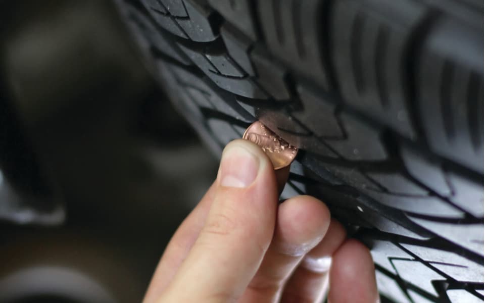 Penny tire tread test demonstration image