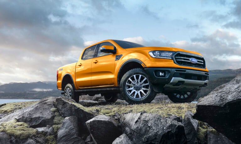 2022 Ford Ranger exterior parked on rocks by the water