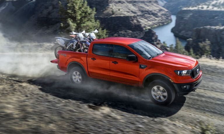 2022 Ford Ranger exterior offroad with bikes in bed