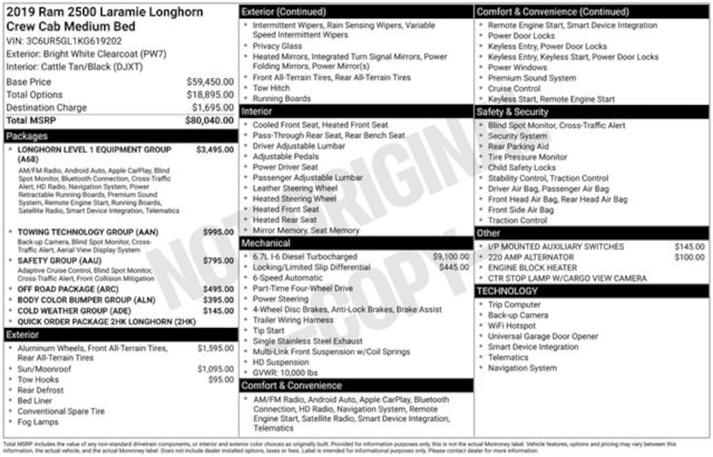 Used 2019 Ram 2500 Laramie Longhorn Truck Crew Cab