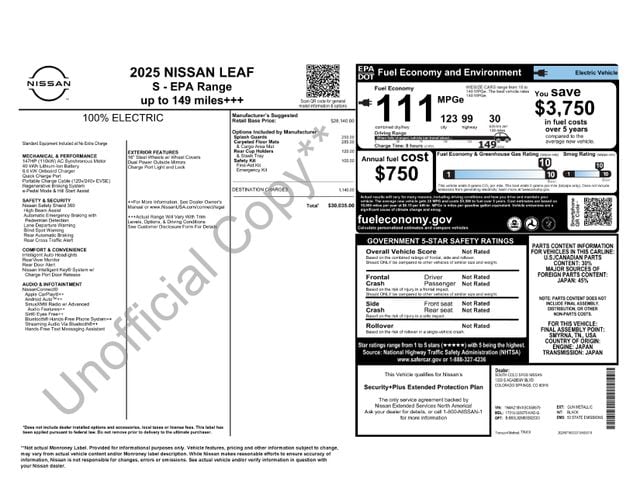 Certified 2025 Nissan Leaf S with VIN 1N4AZ1BVXSC558079 for sale in Colorado Springs, CO