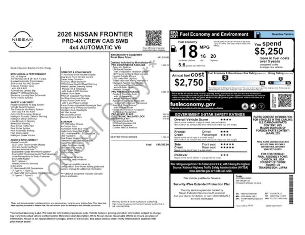 New 2026 Nissan Frontier PRO-4X Truck Crew Cab
