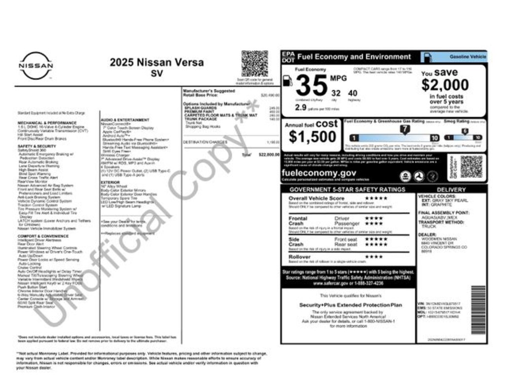 New 2025 Nissan Versa 1.6 SV Sedan
