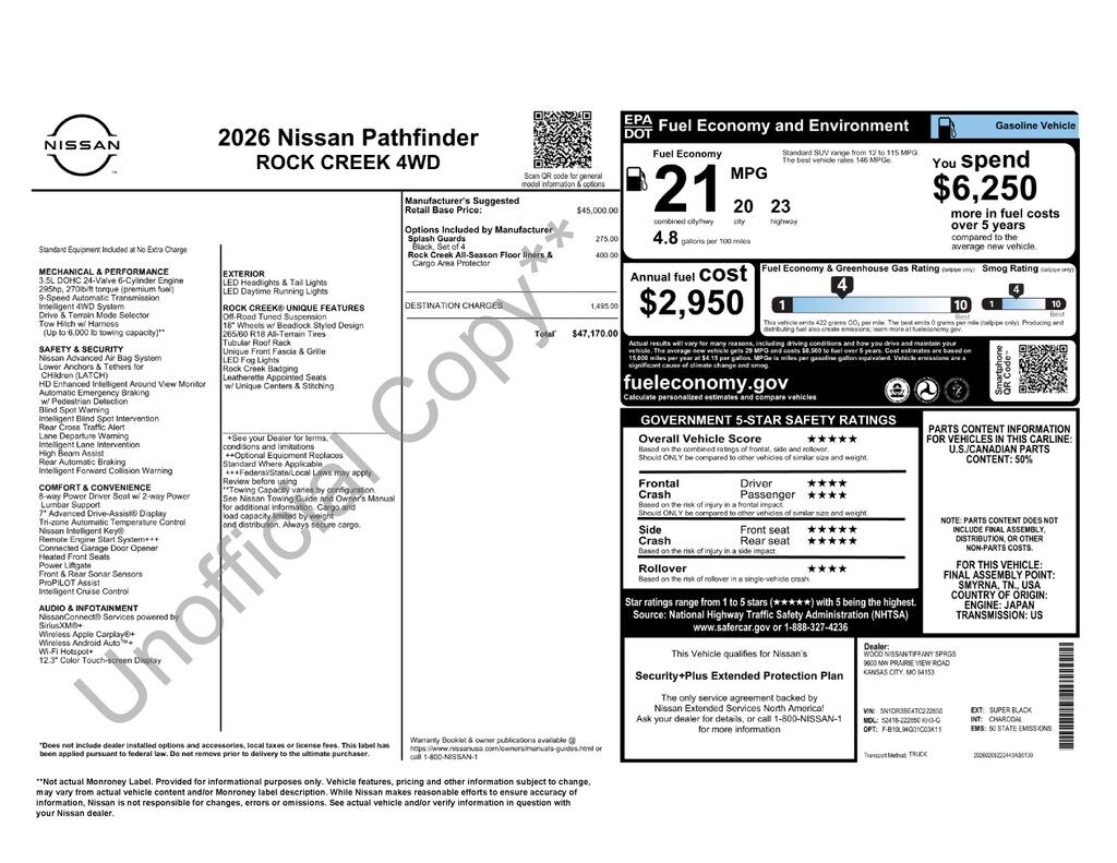 New 2026 Nissan Pathfinder Rock Creek SUV