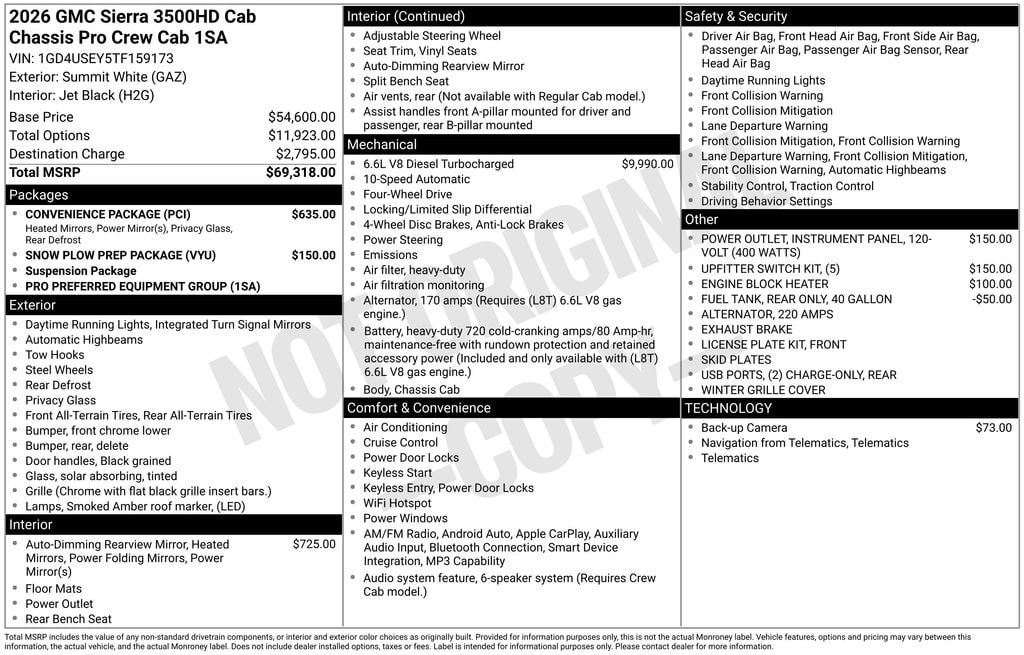 New 2026 GMC Sierra 3500 HD Chassis Cab Pro Truck