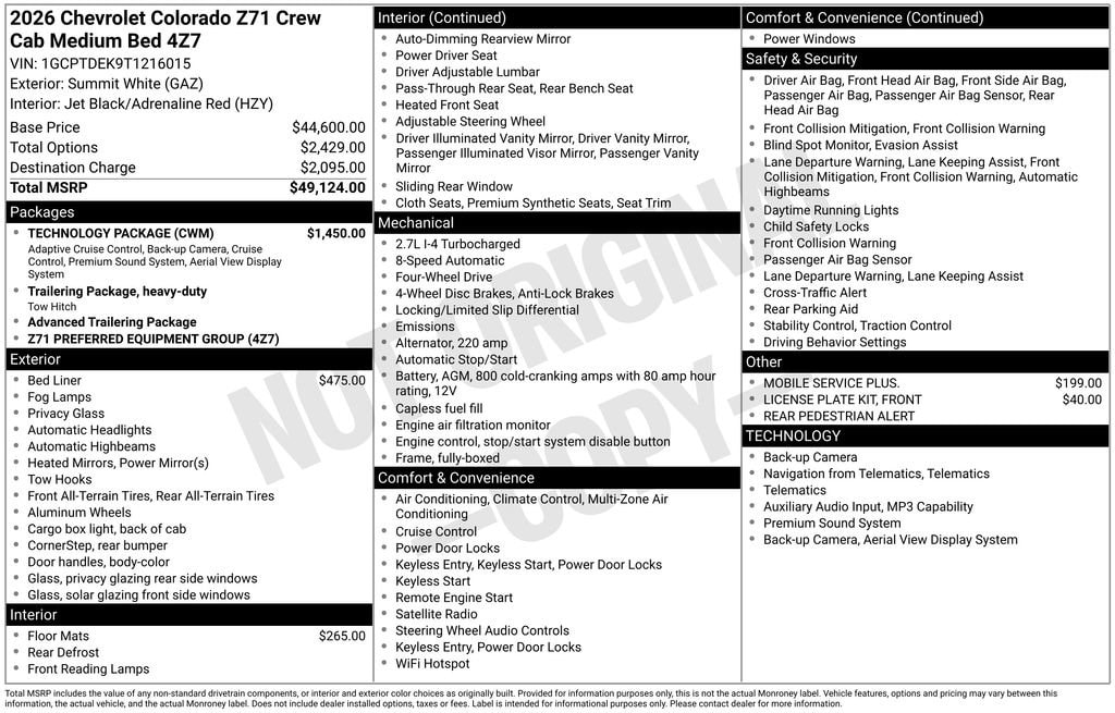 New 2026 Chevrolet Colorado Z71 Truck