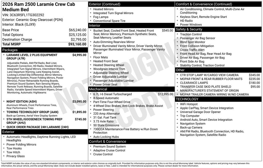 New 2026 Ram 2500 LARAMIE CREW CAB 4X4 6'4 BOX Pickup