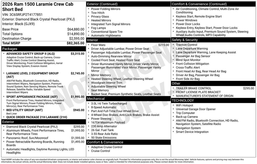 New 2026 Ram 1500 LARAMIE CREW CAB 4X4 5'7 BOX Pickup