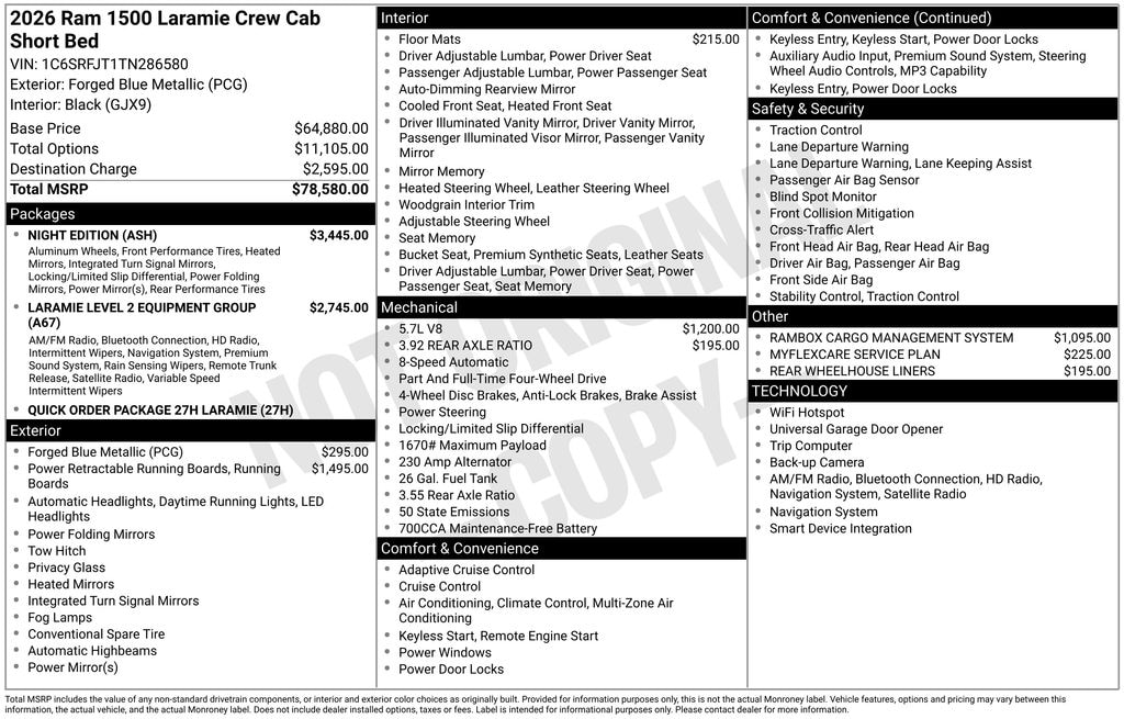 New 2026 Ram 1500 LARAMIE CREW CAB 4X4 5'7 BOX Pickup