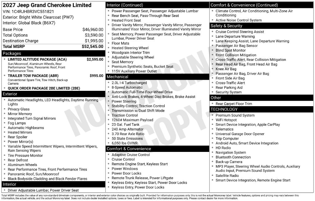 New 2027 Jeep Grand Cherokee Limited Sport Utility