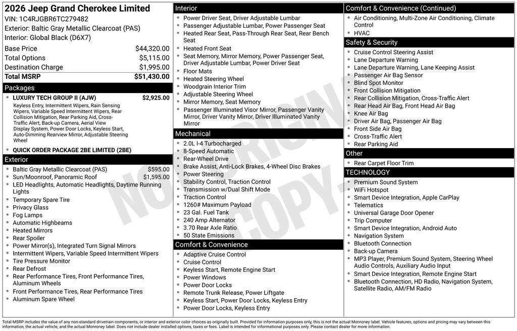 New 2026 Jeep Grand Cherokee LIMITED 4X2 Sport Utility