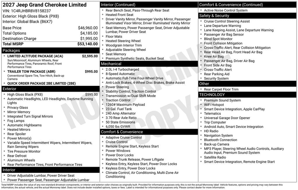 New 2027 Jeep Grand Cherokee Limited Sport Utility