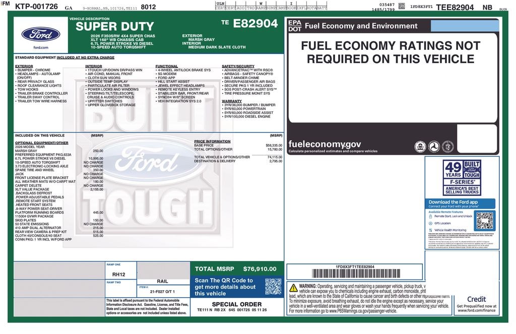 New 2026 Ford F-350SD XLT Chassis