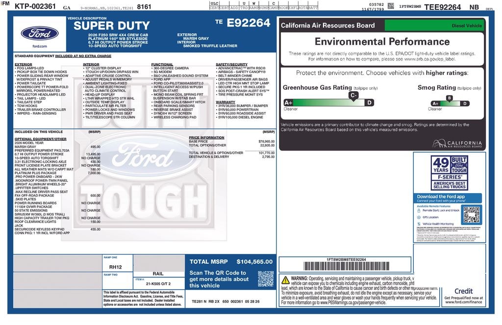 New 2026 Ford F-250SD Platinum Truck