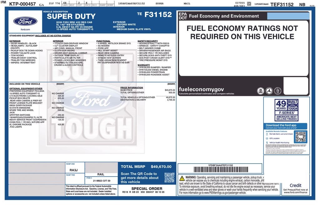 New 2026 Ford F-250SD XL Truck