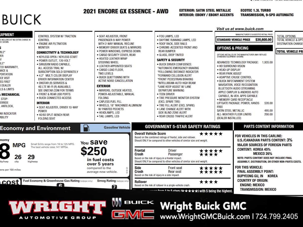 Certified 2021 Buick Encore GX Essence SUV