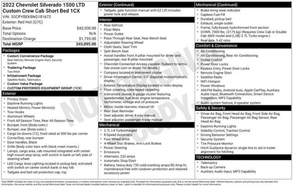 Used 2022 Chevrolet Silverado 1500 LTD Custom Truck