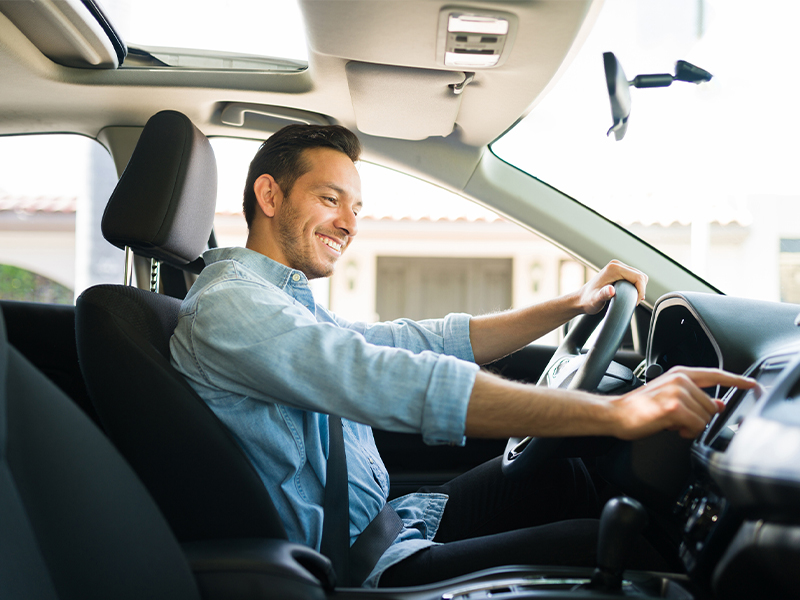 Customer test driving a new car