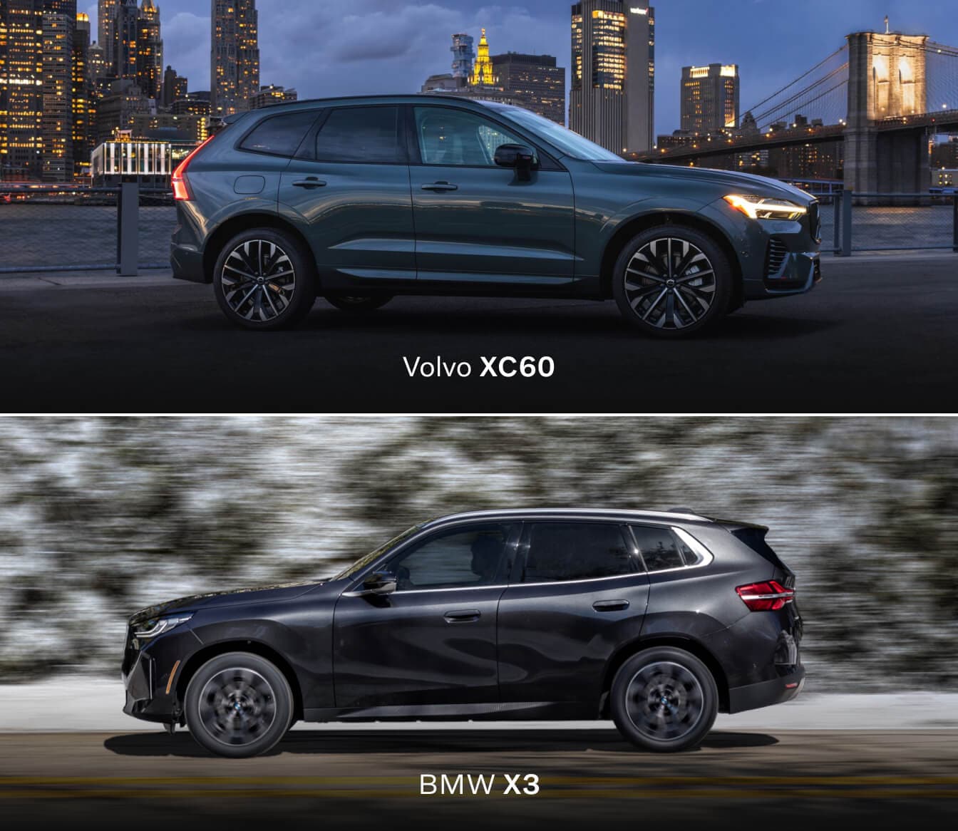 2026 Volvo XC60 vs. BMW X3 side by side comparison