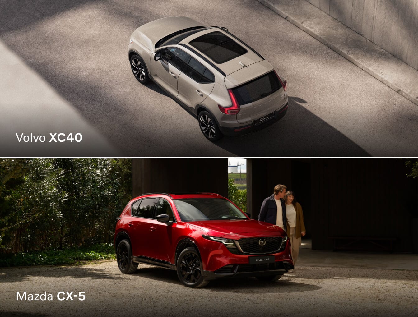 2026 Volvo XC40 vs. 2026 Mazda CX-5 exteior comparison