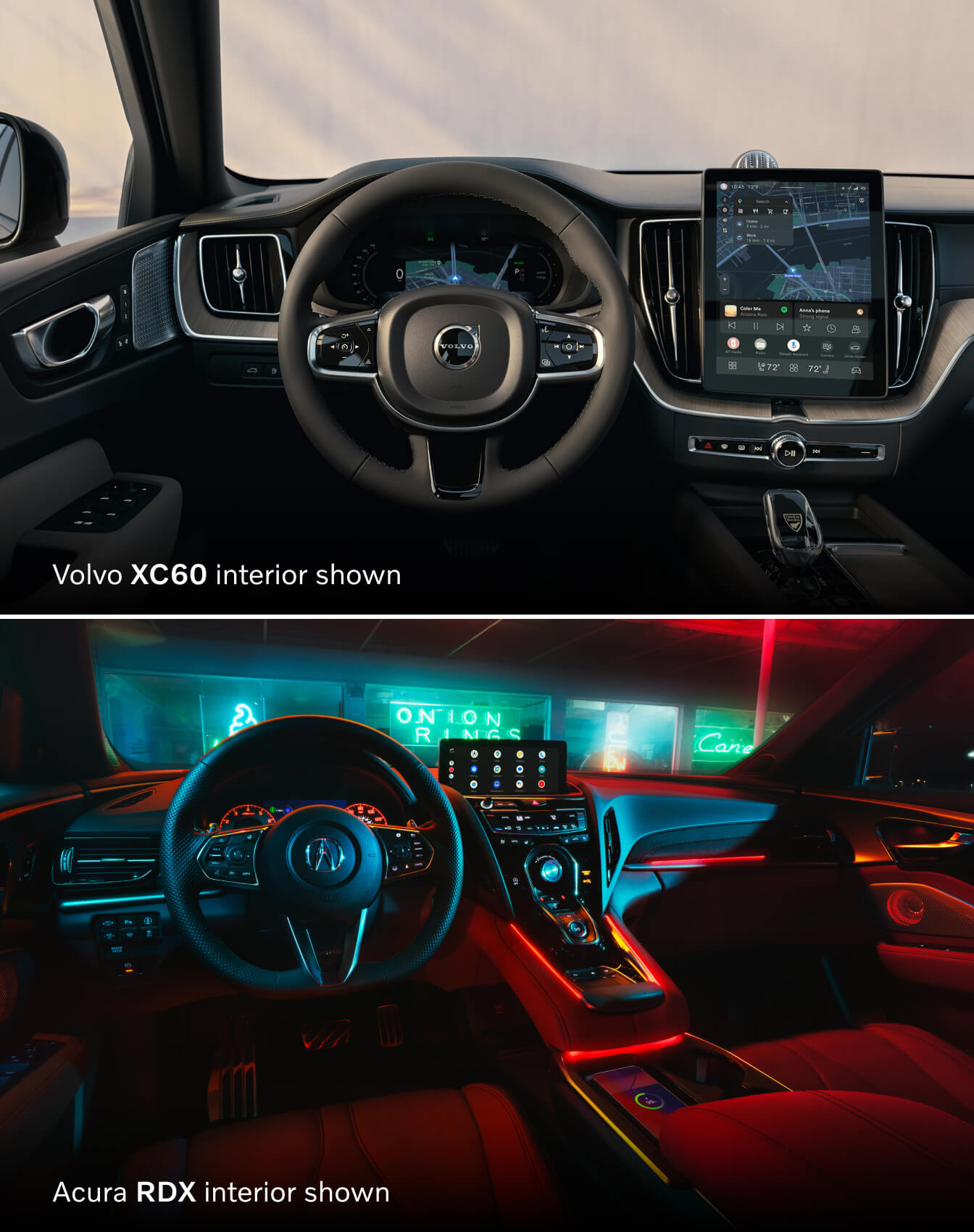 Volvo XC60 interior dashboard on an image of the Acura RDX interior dashboard