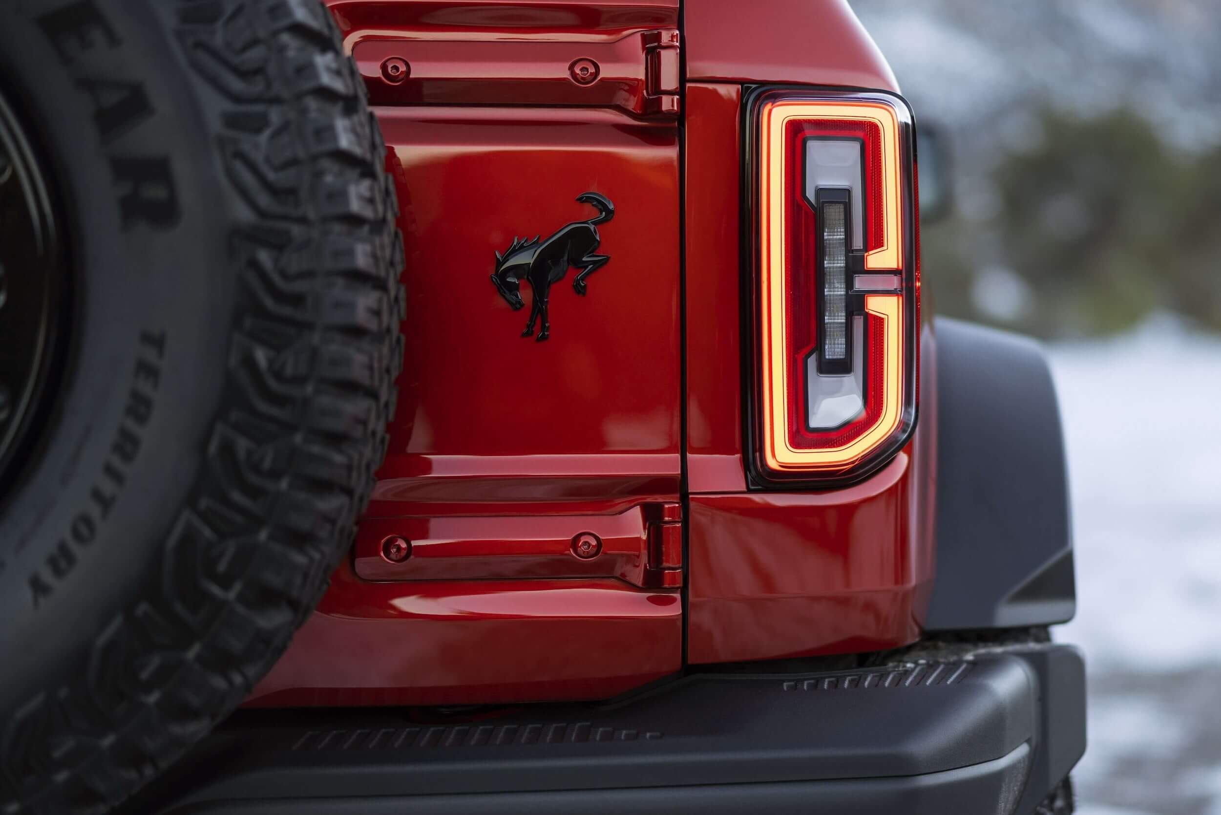 Close up of rear or red Ford Bronco