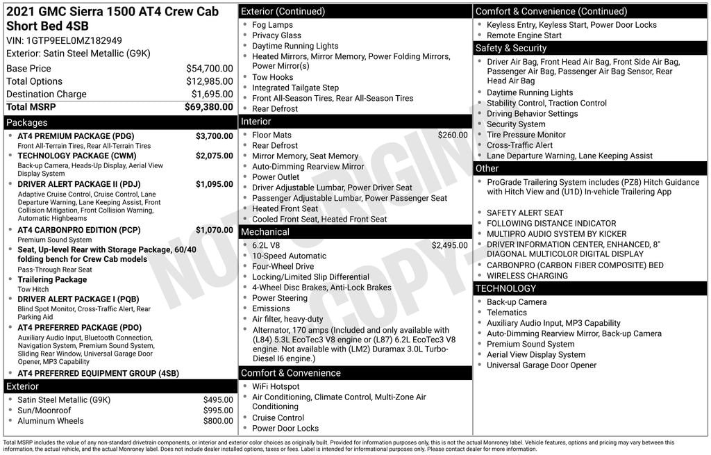 Used 2021 GMC Sierra 1500 AT4 Truck Crew Cab