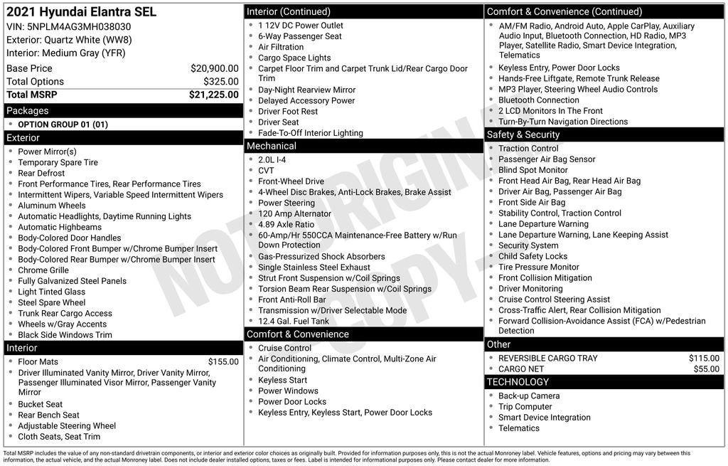 Used 2021 Hyundai Elantra SEL Sedan