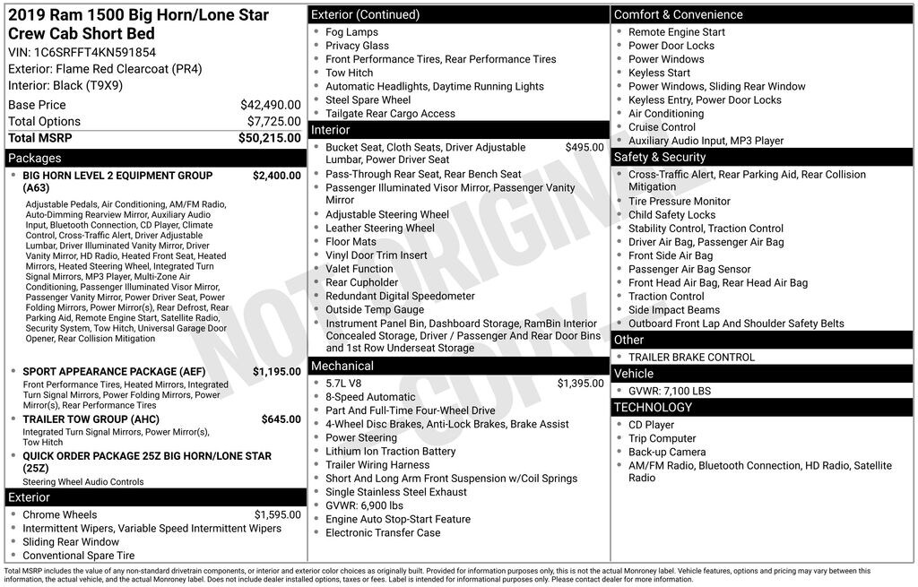 Used 2019 Ram 1500 Big Horn/Lone Star Truck Crew Cab