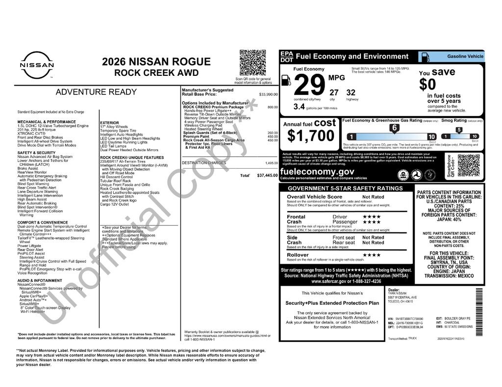 New 2026 Nissan Rogue Rock Creek SUV
