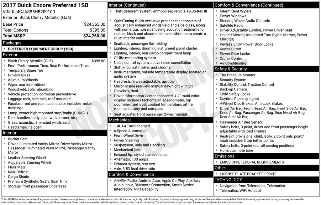 Used 2017 Buick Encore Preferred SUV