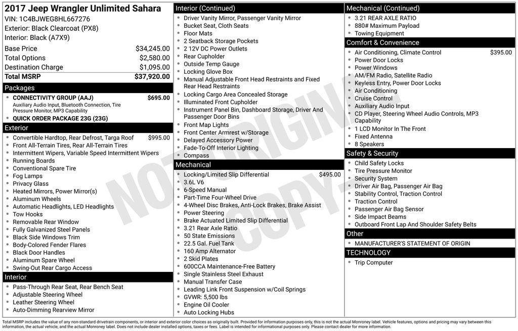 Used 2017 Jeep Wrangler JK Unlimited Sahara 4x4 SUV