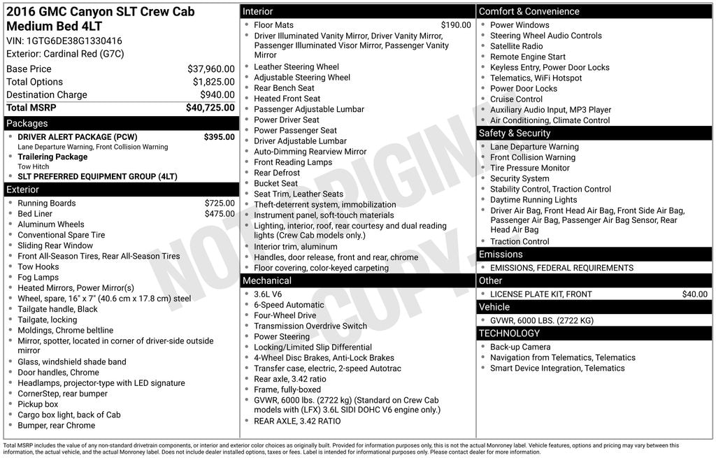 Used 2016 GMC Canyon SLT Truck Crew Cab