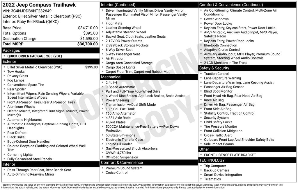 Used 2022 Jeep Compass Trailhawk SUV