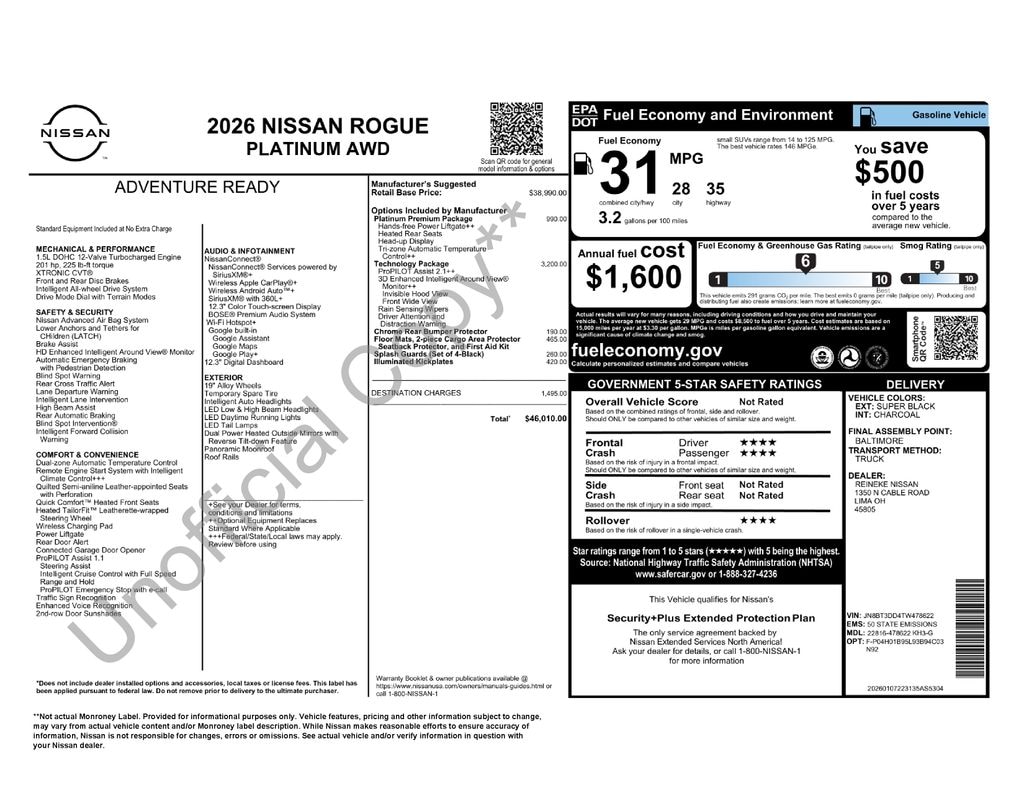 New 2026 Nissan Rogue Platinum SUV