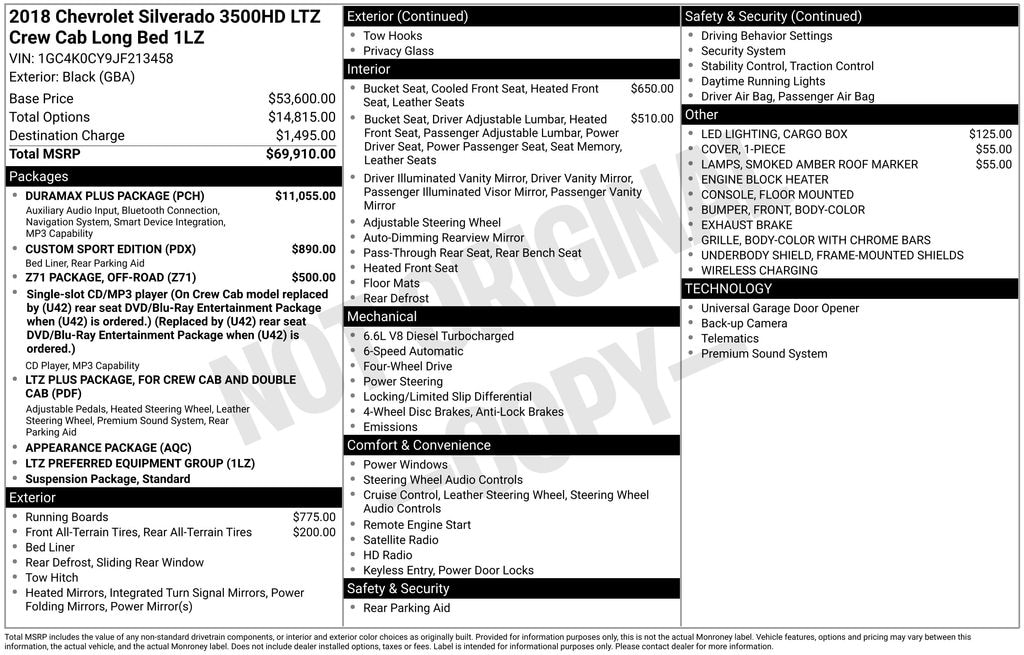 Used 2018 Chevrolet Silverado 3500HD LTZ Truck Crew Cab