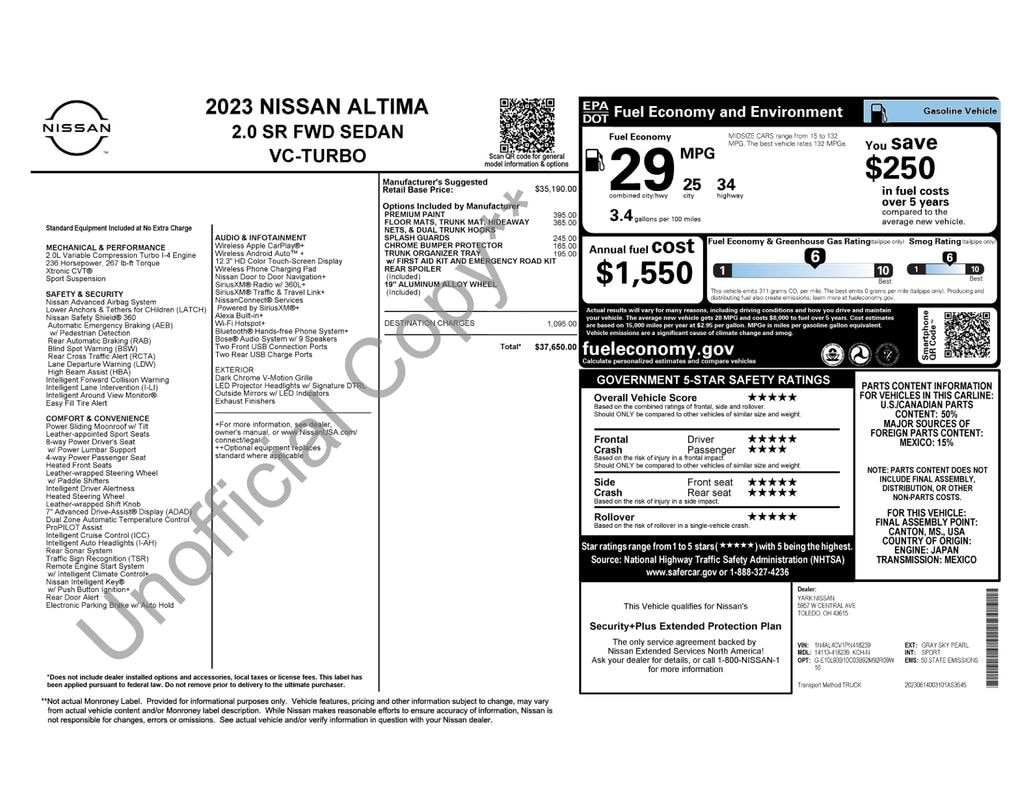Certified 2023 Nissan Altima SR VC-Turbo Sedan