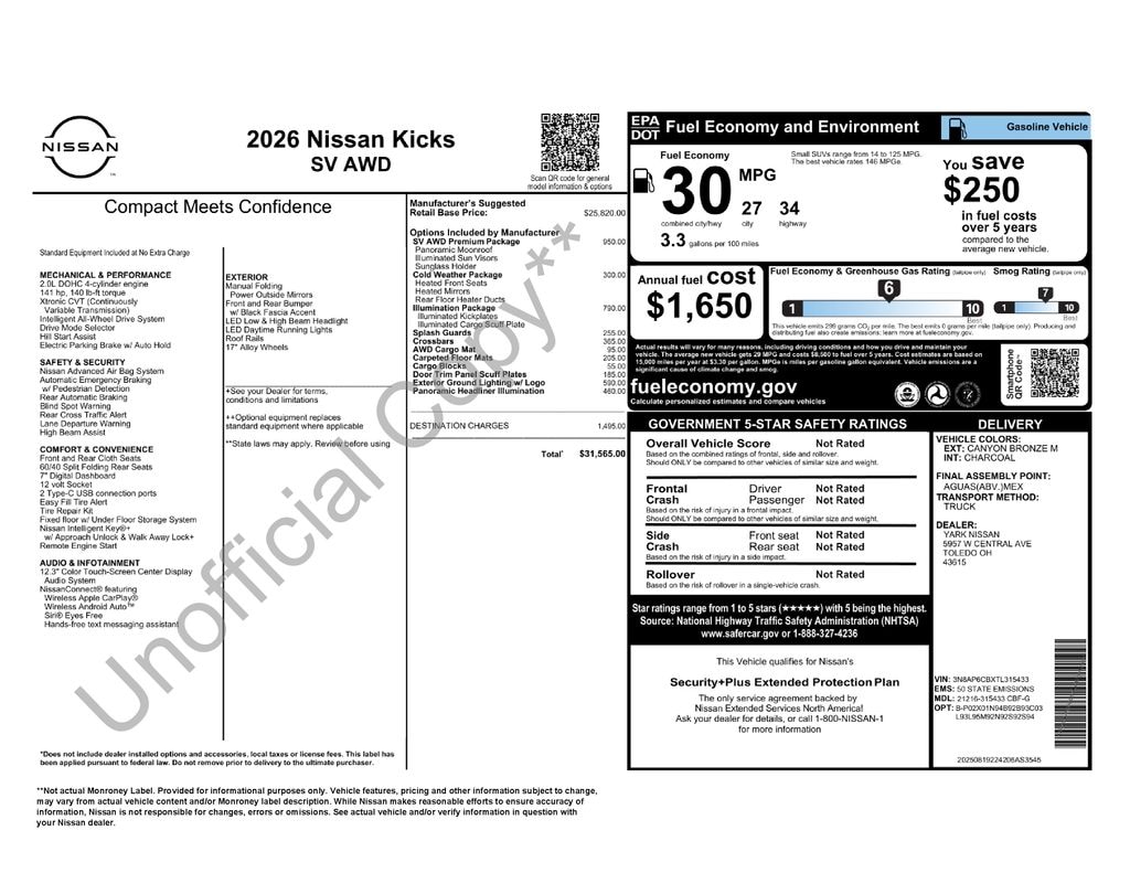 New 2026 Nissan Kicks SV SUV