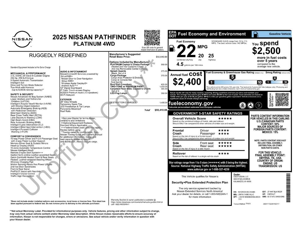 New 2025 Nissan Pathfinder Platinum SUV