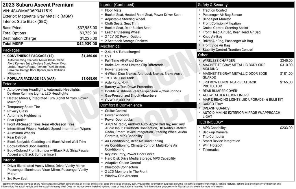 Used 2023 Subaru Ascent Premium SUV