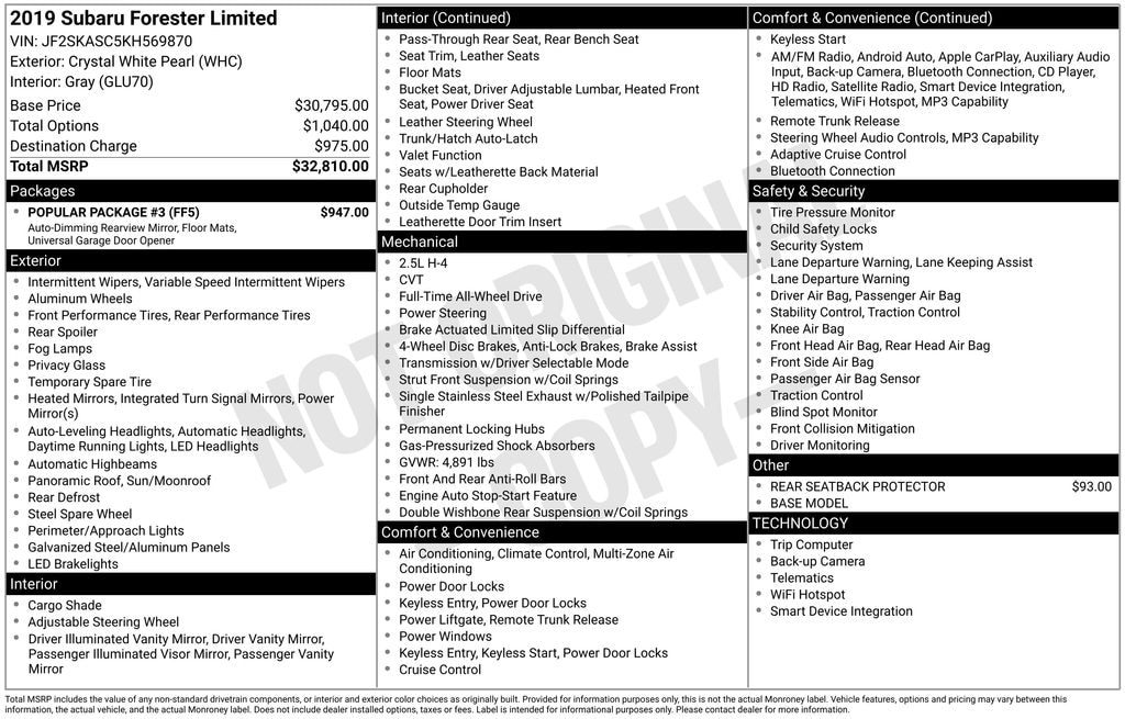 Used 2019 Subaru Forester Limited SUV