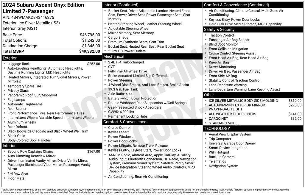 Used 2024 Subaru Ascent Onyx Edition SUV