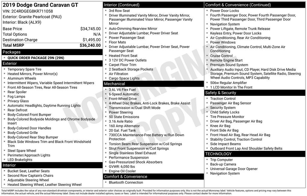Used 2019 Dodge Grand Caravan GT Van Passenger Van