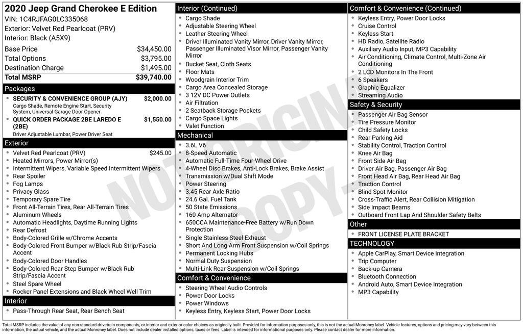 Used 2020 Jeep Grand Cherokee Laredo E SUV